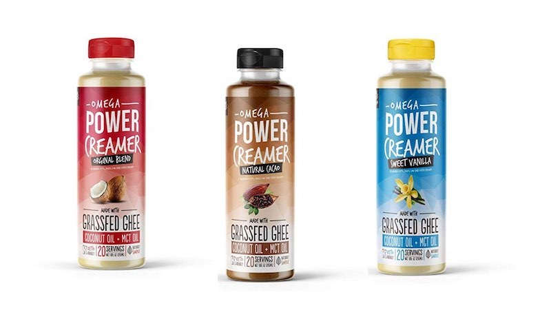 bottles of the different omega powercreamer flavors