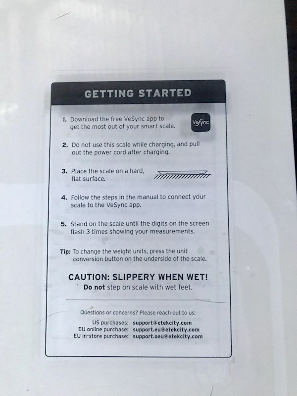 Quick start guide for scale