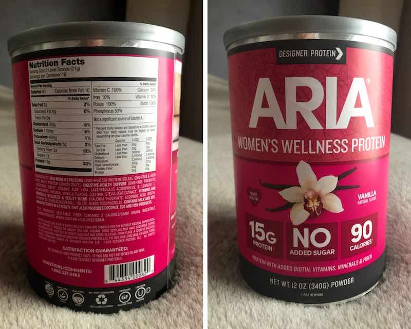 Nutritional label and ingredients